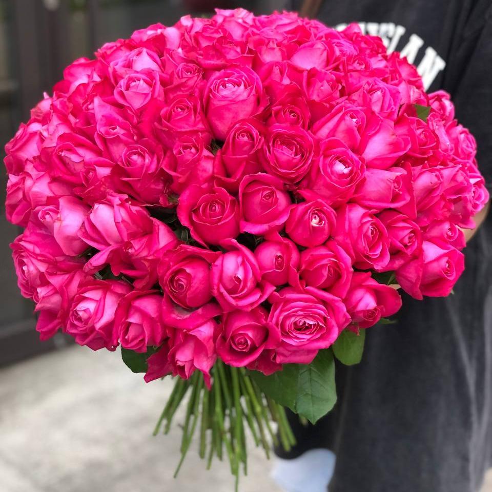 101 вишневая роза 50/60 см под ленту