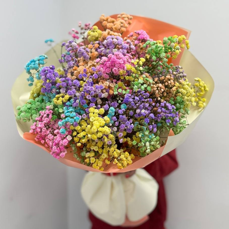 Букет из радужной гипсофилы XL