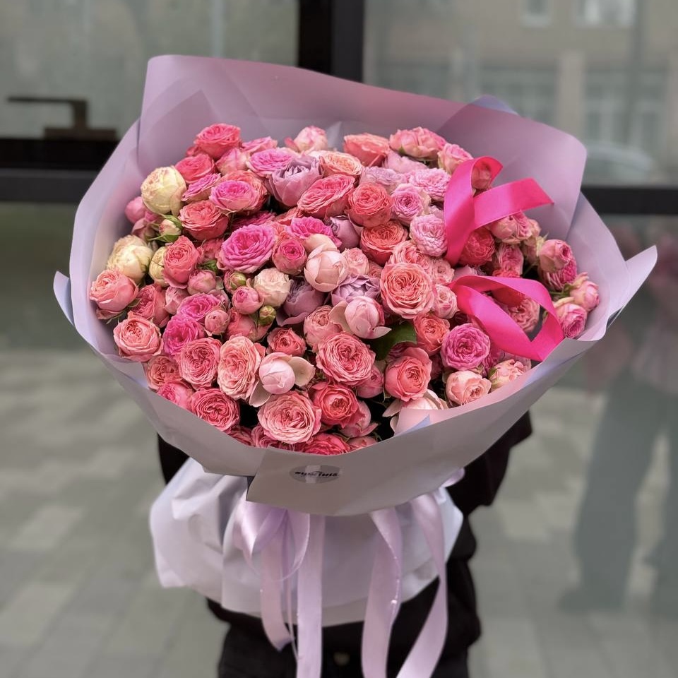 Акция! Нежный микс из кустовых роз XL