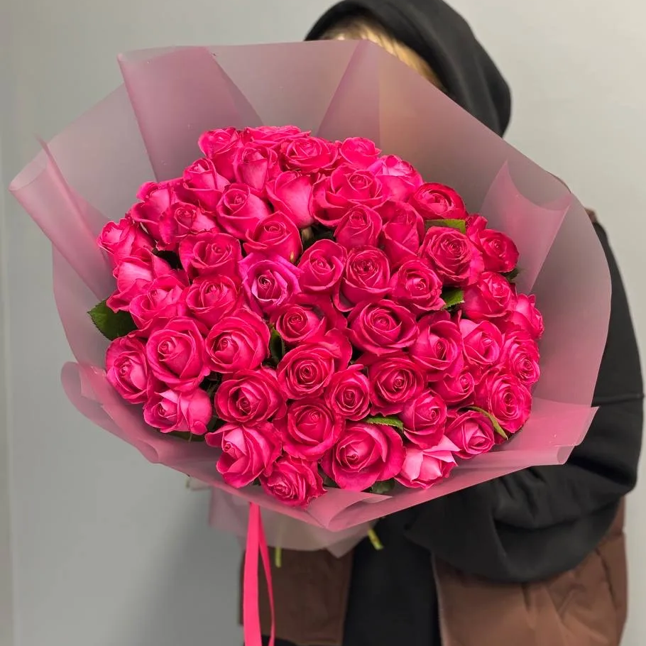 Букет "51 малиновая роза 50 см"