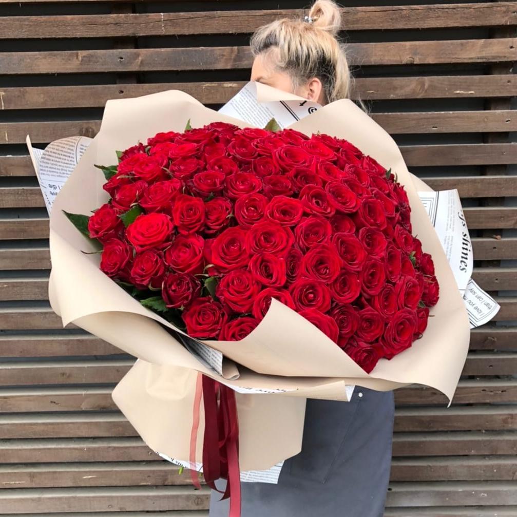 101 красная роза 50/60 см