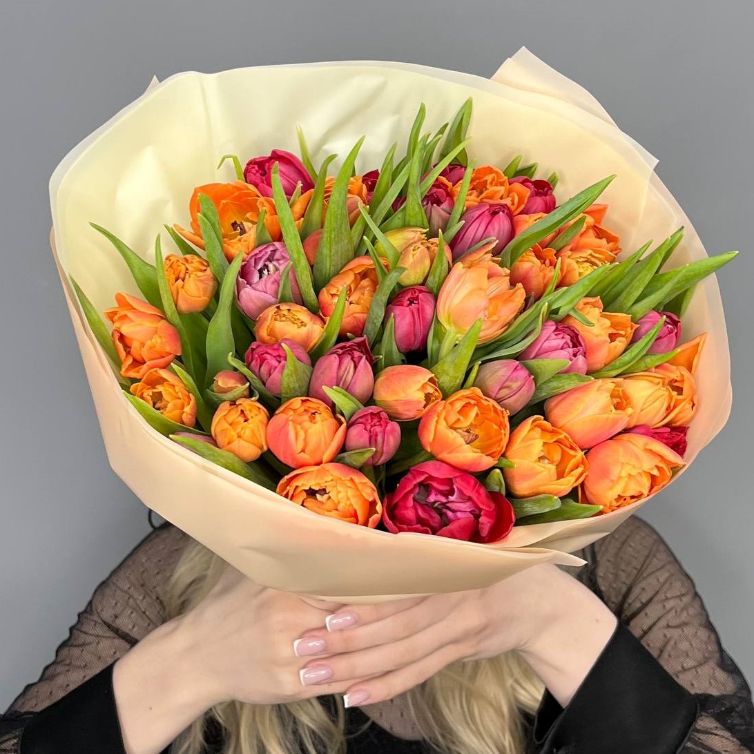 51 яркий пионовидный тюльпан