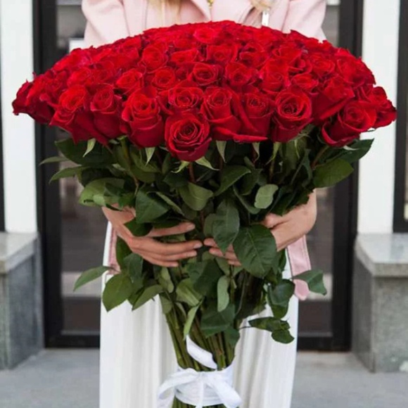 101 красная роза 70/80 см под ленту