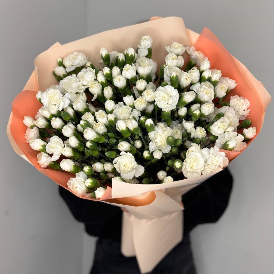 Букет из 51 белого кустового диантуса