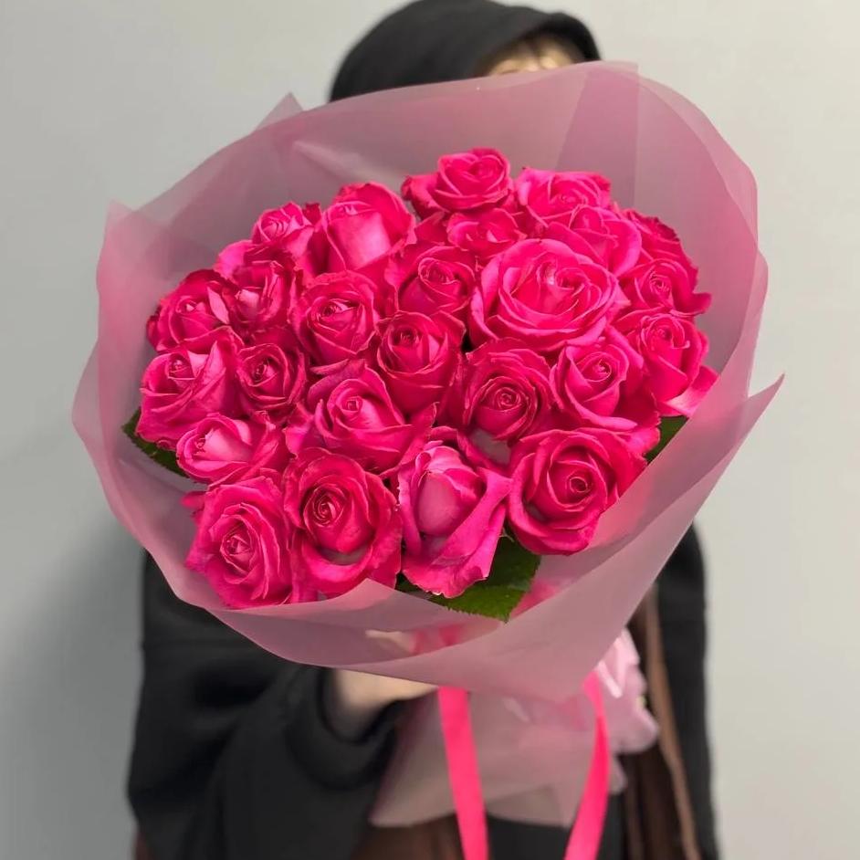 Букет "25 малиновых роз 50 см"